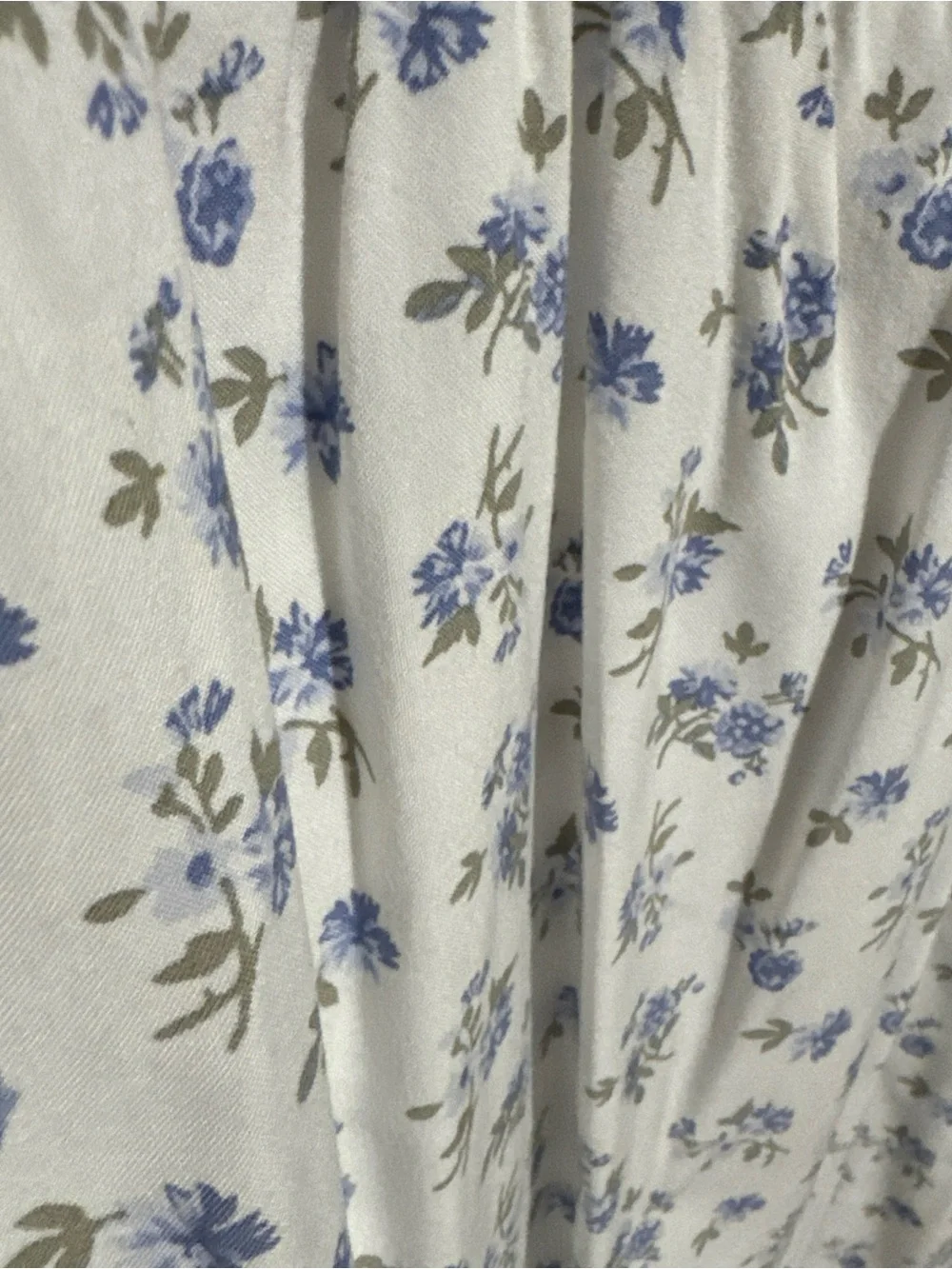 Hollister White A-Line Dress with Blue Floral Print EUC